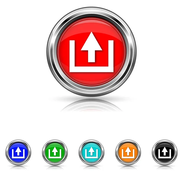 Subir icono - conjunto de seis colores — Vector de stock
