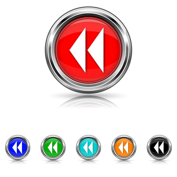 Icono de rebobinado - conjunto de seis colores — Vector de stock