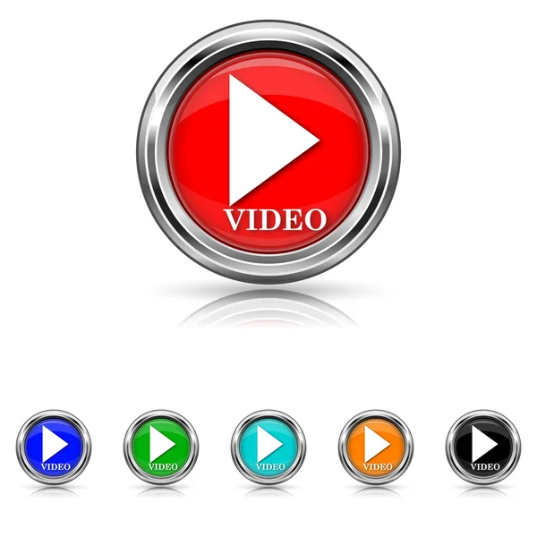 Icona di riproduzione video - set di sei colori — Vettoriale Stock