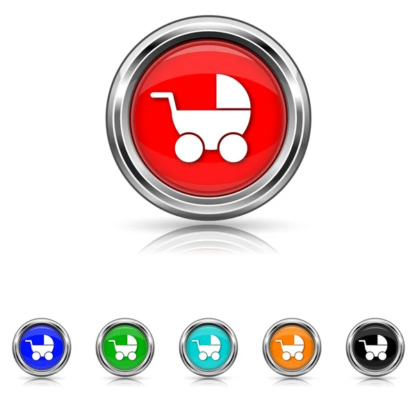 Baby carriage icon - six colours set — Stock Vector