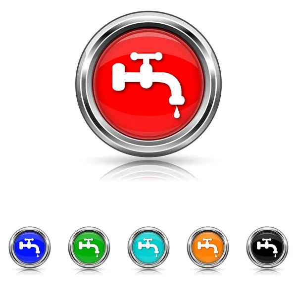 Water tap icon - six colours set — Stock Vector