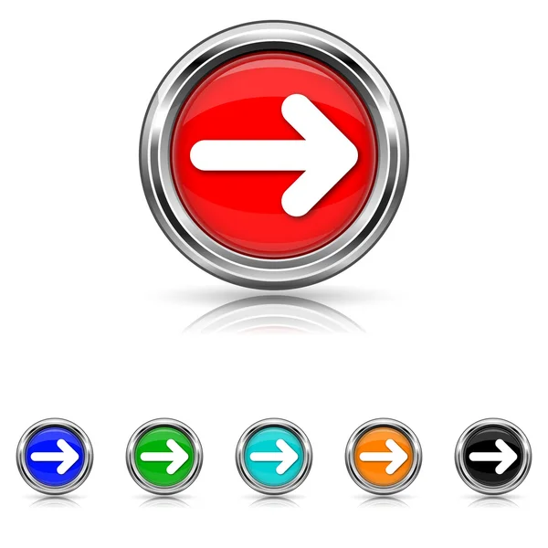 Jobbra nyíl ikon - hat színek beállítása — Stock Vector