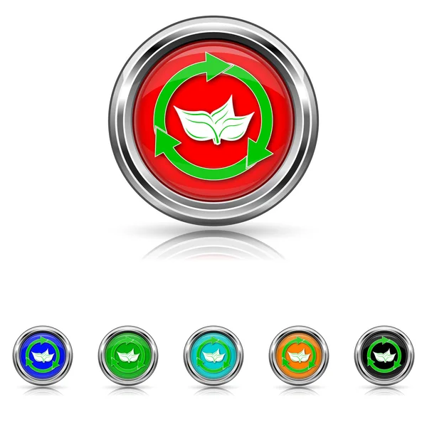 Recycler l'icône des flèches - six couleurs ensemble — Image vectorielle