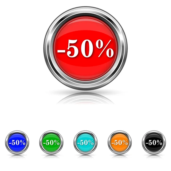 50 percent discount icon - six colours set — Stock Vector