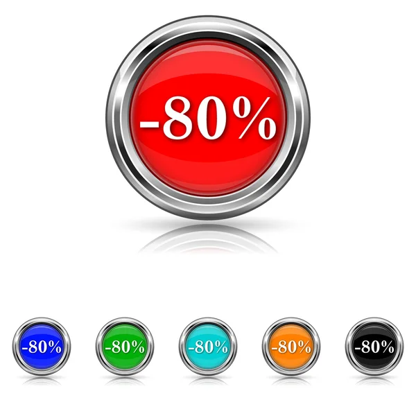 80 percent discount icon - six colours set — Stock Vector