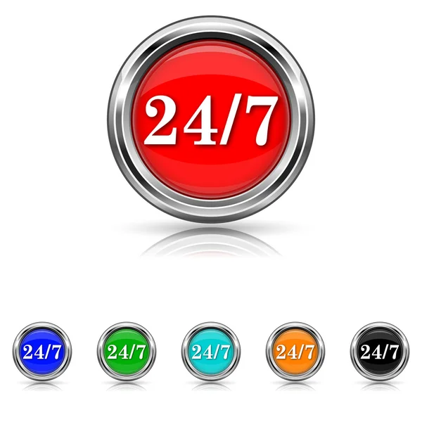 24 7 simgesi - altı renk ayarla — Stok Vektör