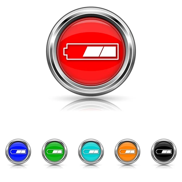 2 tercios cargado icono de la batería - seis colores conjunto — Archivo Imágenes Vectoriales