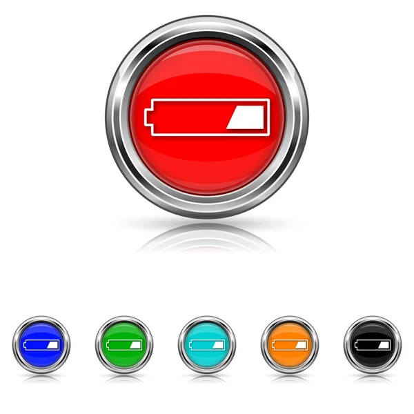 1 troisième icône de batterie chargée - six couleurs — Image vectorielle
