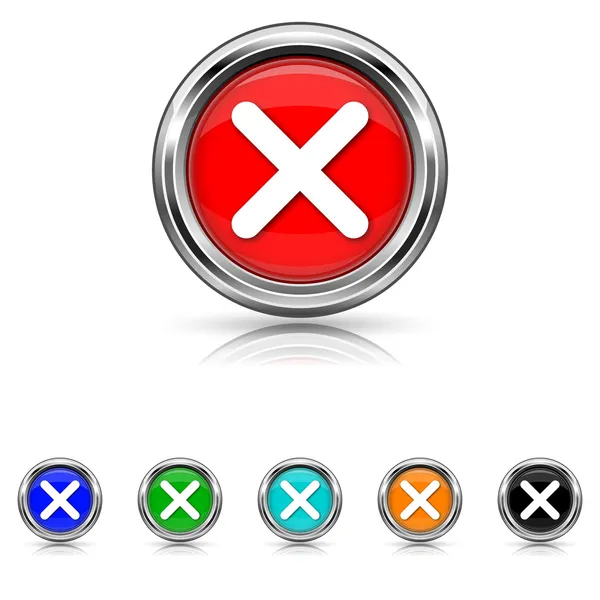 X Stäng ikon - sex färger set — Stock vektor
