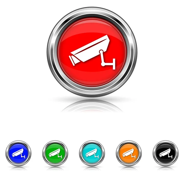 Icono de la cámara de vigilancia: seis colores — Vector de stock