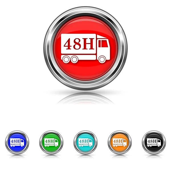 48H delivery truck icon - six colours set — Stock Vector