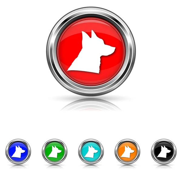 Icona del cane - set di sei colori — Vettoriale Stock