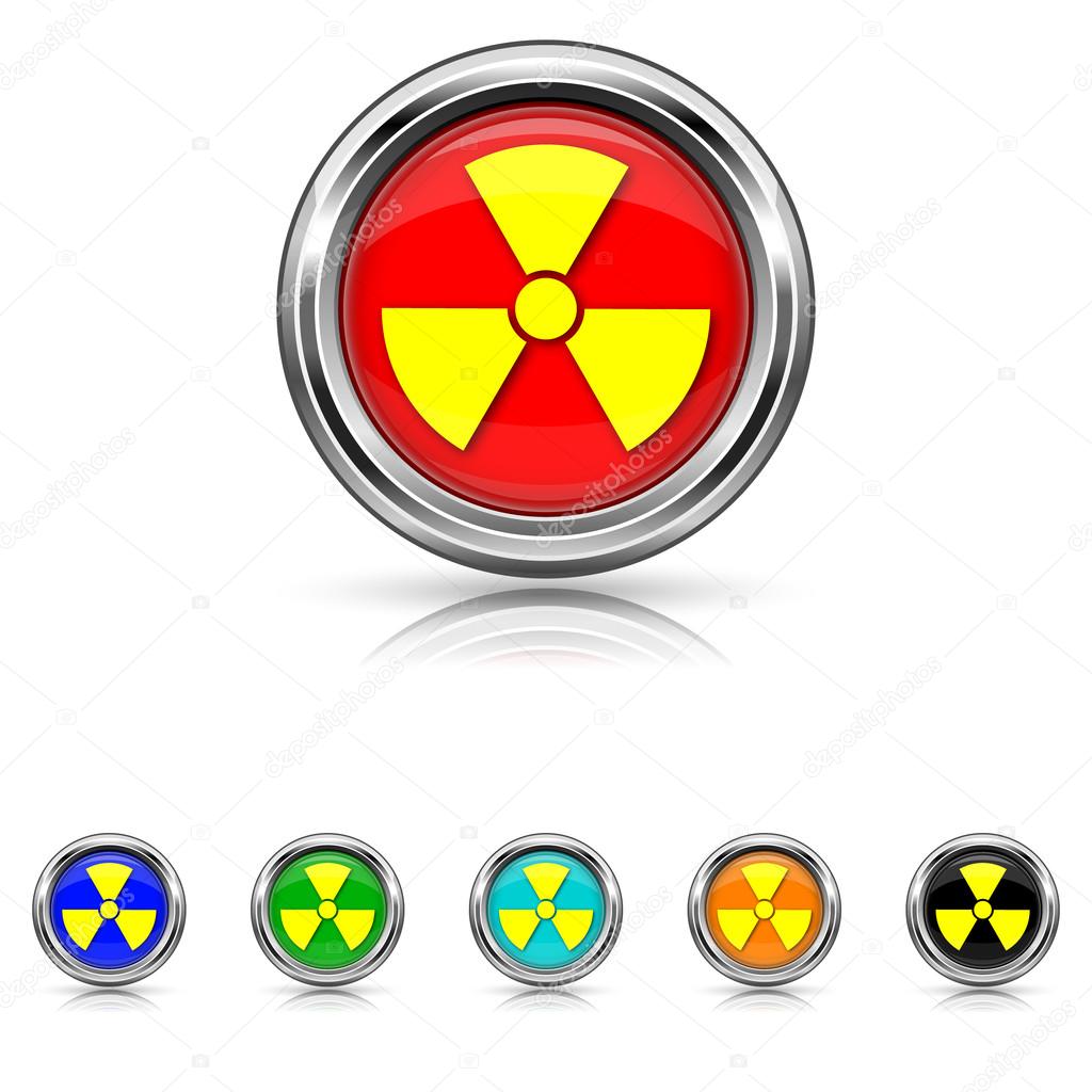 Radiation icon - six colours set