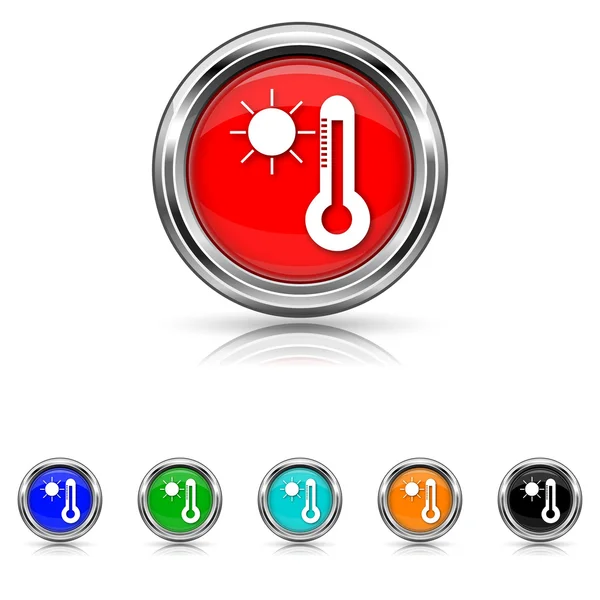 Zon en thermometer icon - zes kleuren instellen — Stockvector