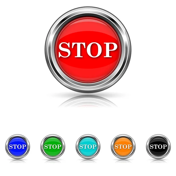 Stop icon - six colours set — Stock Vector