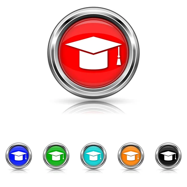Graduation icon - six colours set — Stock Vector