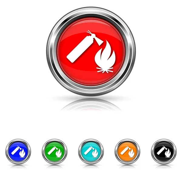 Icono de fuego - conjunto de seis colores — Vector de stock