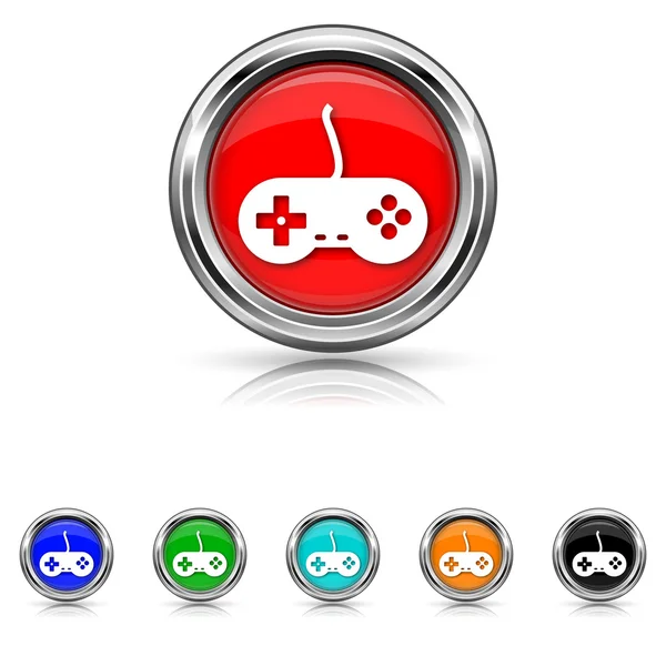 Gamepad icono - conjunto de seis colores — Vector de stock