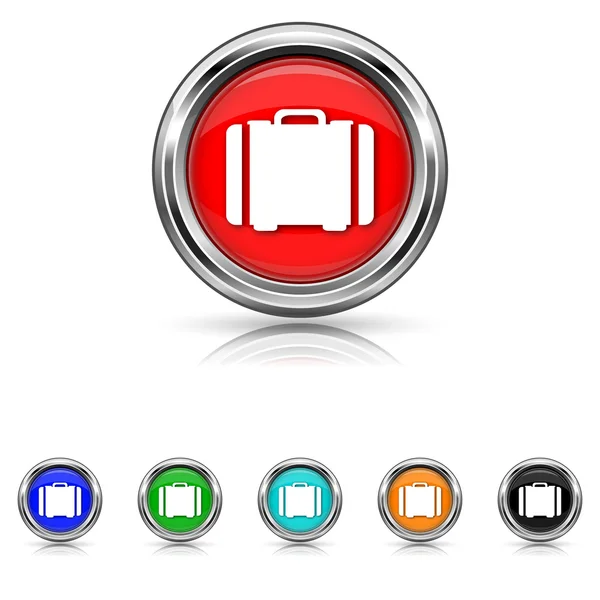 Icono de la maleta - conjunto de seis colores — Vector de stock