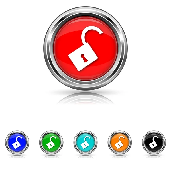 Open lock icon - six colours set — Stock Vector