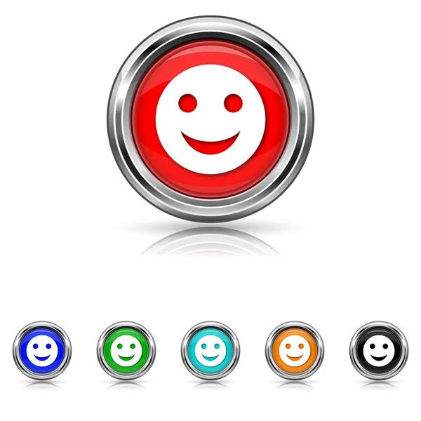 Smiley icon - six colours set — Stock Vector