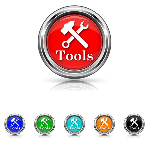 Icono de herramientas - conjunto de seis colores — Vector de stock
