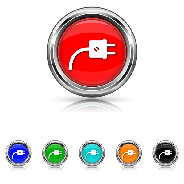 Ícone de plugue - seis cores definidas —  Vetores de Stock