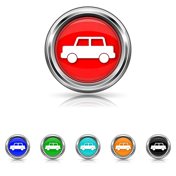 Icône de voiture - six couleurs ensemble — Image vectorielle