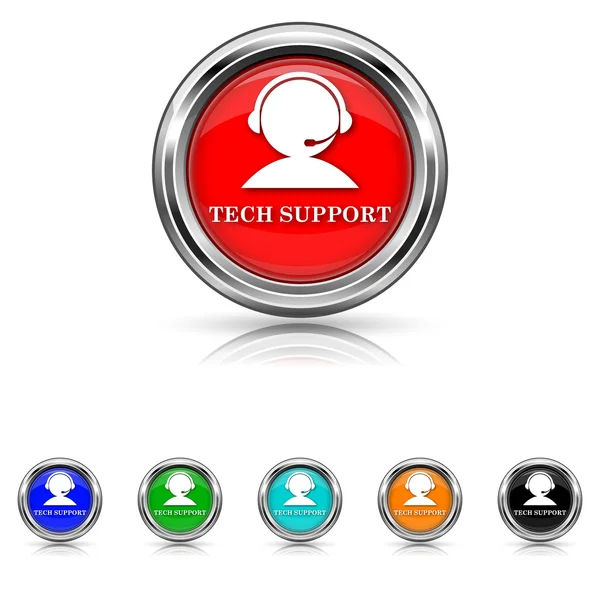 Zestaw sześciu kolorach ikona wsparcia tech- — Wektor stockowy