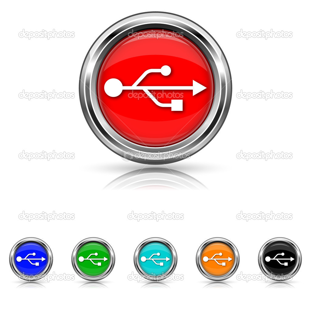 USB icon - six colours set