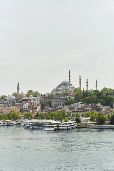 Pohled na Bosporu k mešitě Suleymaniye. — Stock fotografie
