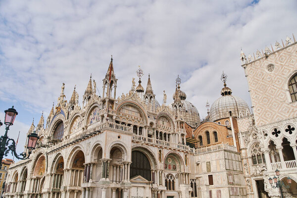 Venice, Italy - 10.12.2021: San Marco square with Campanile and Saint Mark's Basilica. The main square of the old town. Venice, Italy. High quality photo