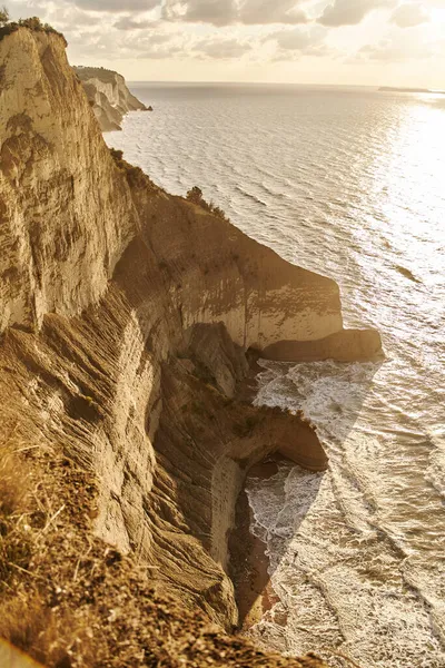 Vue Sur Plage Logas Incroyable Falaise Rocheuse Peroulades Île Corfou — Photo