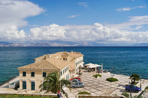 Corfu, Greece - 10.07.2021: View of Faliraki Restaurant and on Board Restaurant — Stock Photo, Image