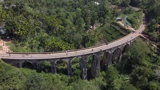 Vista aérea del puente de nueve arcos de Demodara. — Vídeo de stock