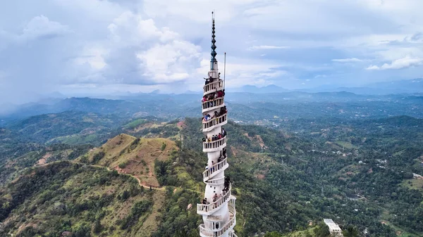 Sri Lanka Nın Merkezindeki Ambuluwawa Kulesinin Hava Görüntüsü Gampola Kasabası Stok Fotoğraf