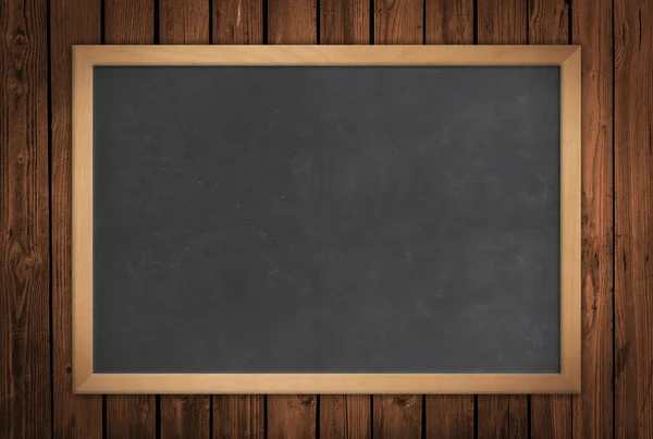 Blackboard op een houten muur — Stockfoto