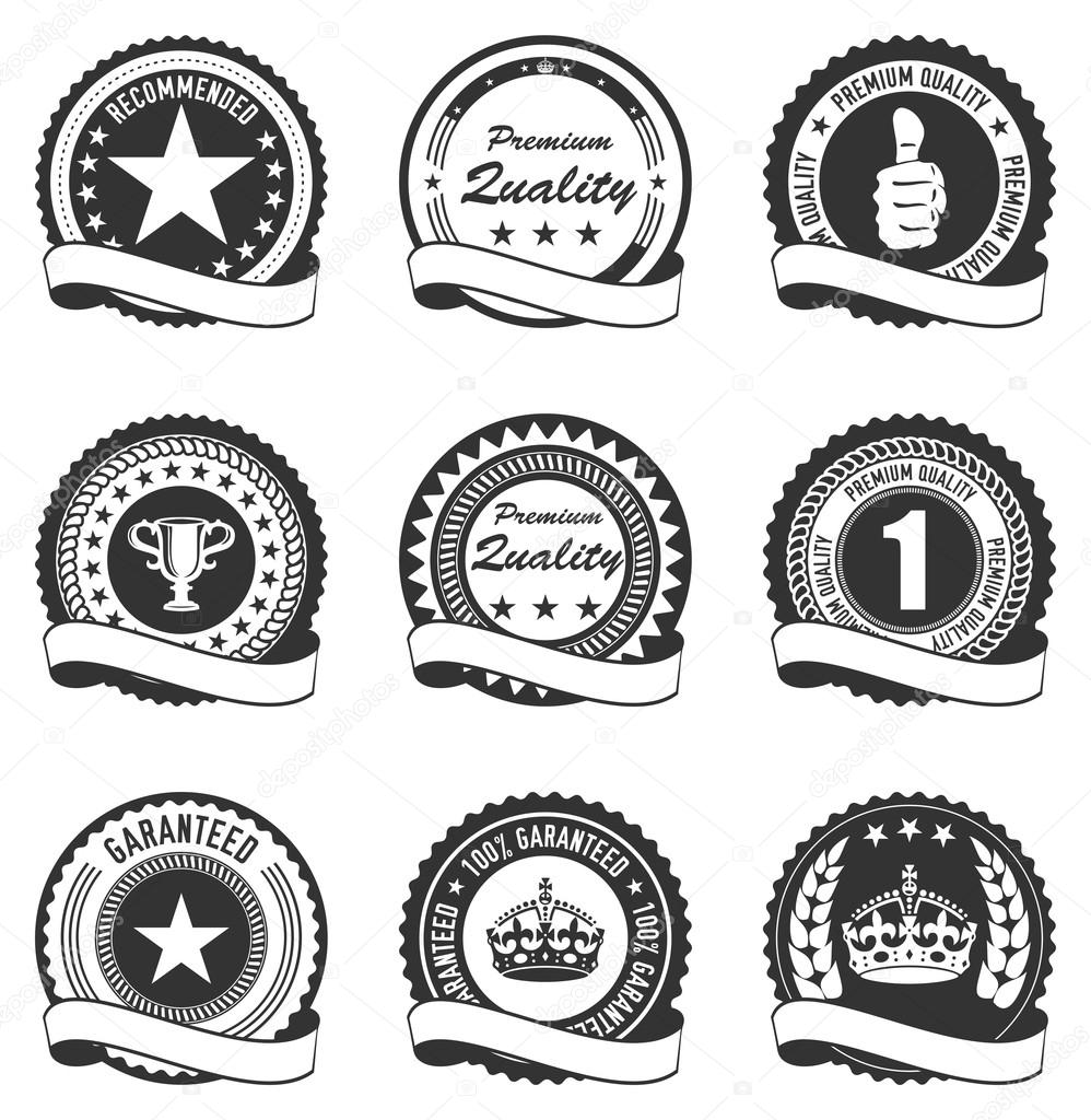 Set of 9 quality badges