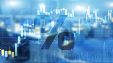 Finansal piyasa arka planında yüzde simgesi