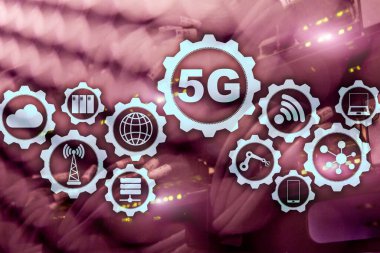 5G Ağ, 5G İnternet Bağlantısı Konsepti dijital arkaplanda. Akıllı iletişim ağı kavramı.