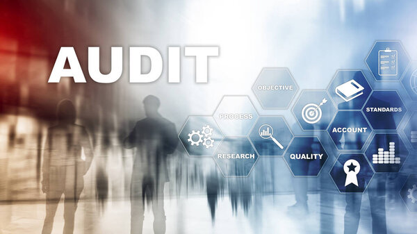 Audit business and finance concept. Analysis Annual Financial Statements, Analyze return on investment. Mixed media abstract background.