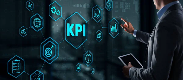 KPI Anahtar Performans Göstergesi Sanal Ekran Üzerine İnternet Teknolojisi Konsepti — Stok fotoğraf