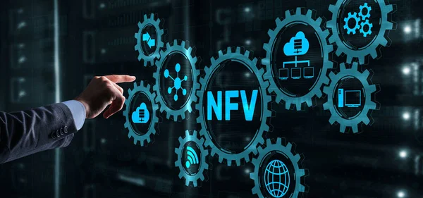 NFV Ağ İşlevi Virtüalizasyonu. Mimarlık Teknolojileri Sanal Makineler Konsepti — Stok fotoğraf