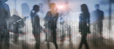 İş grafikleri. Borsa değişiklikleriyle birlikte sanal ekran. İş grafiği şeması