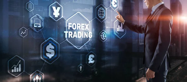 Iscrizione Forex Trading Schermo Virtuale Business Concetto Borsa — Foto Stock