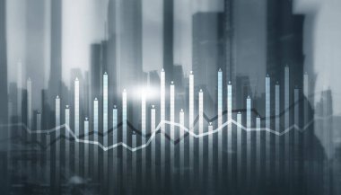 Modern mimari arka planında tarih ve çizgiler ekonomik grafik