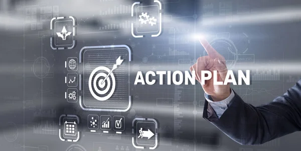 Business Action Plan strategy concept on virtual screen. Time management — Stock Photo, Image