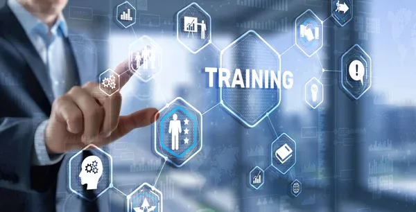 Training Webinar E-learning. Finanztechnologie und Kommunikationskonzept — Stockfoto