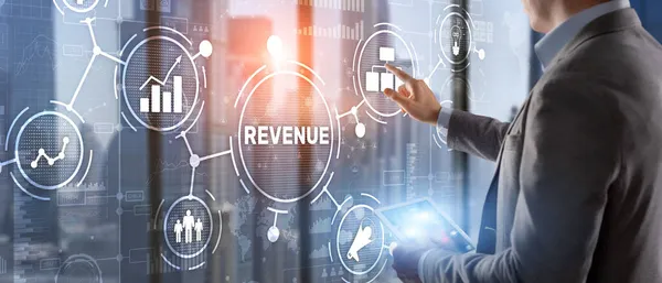 Revenue. Raising income concept. The businessman plans to increase his revenue — Stock Photo, Image