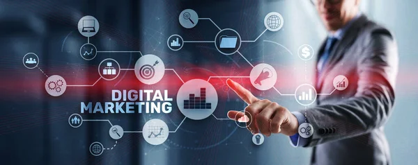 Digitális Marketing Technológia koncepció. Célzott és interaktív marketing. Keresőoptimalizálás — Stock Fotó